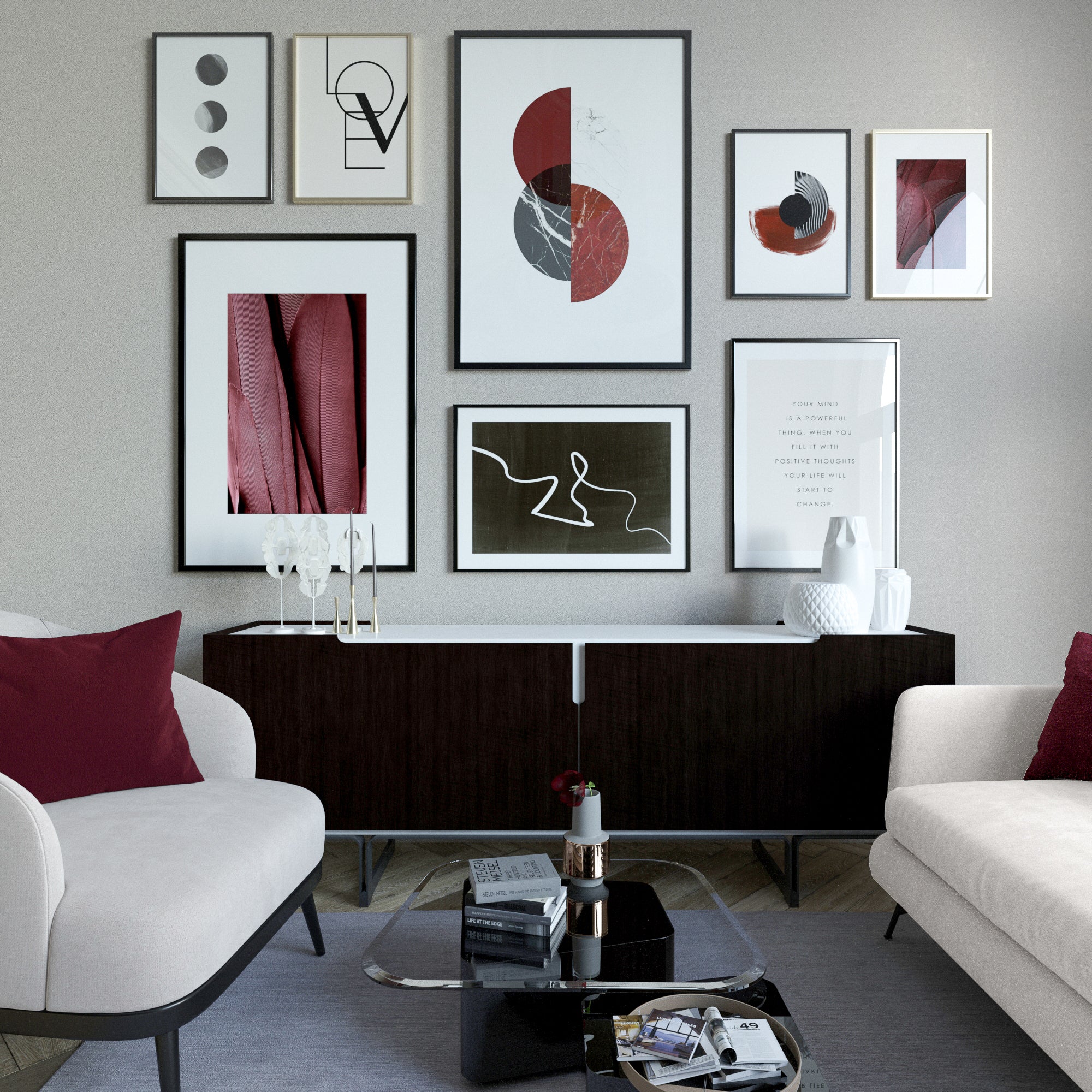 BURGUNDY AND BLACK GALLERY WALL