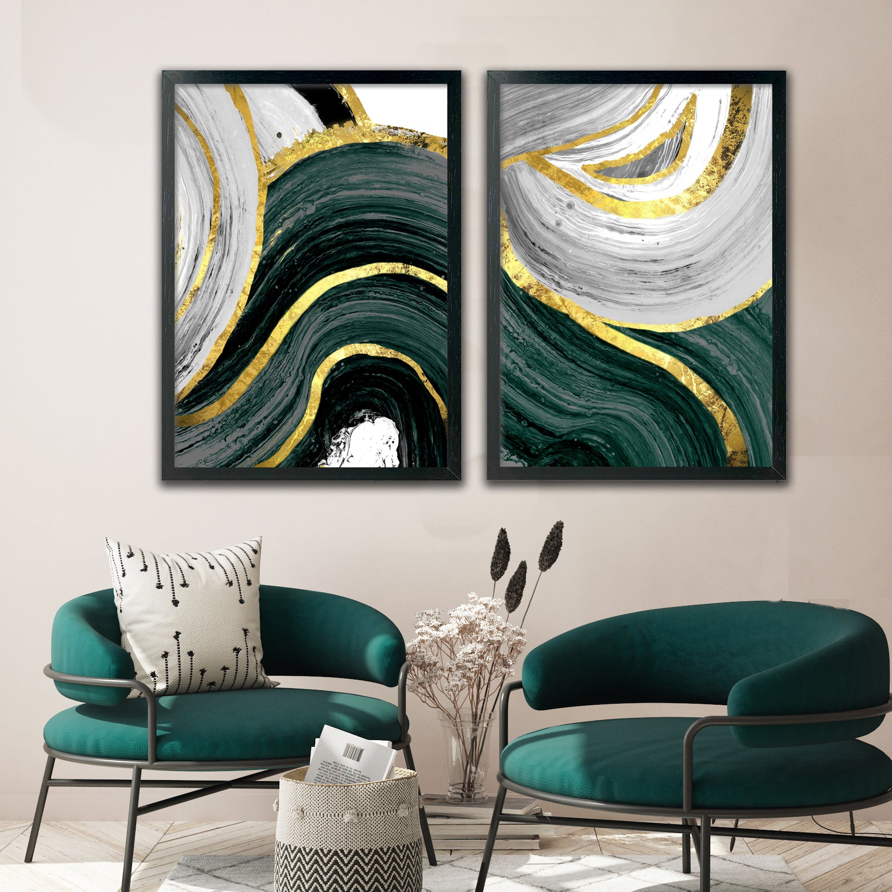 Emerald & Gold Gallery Wall
