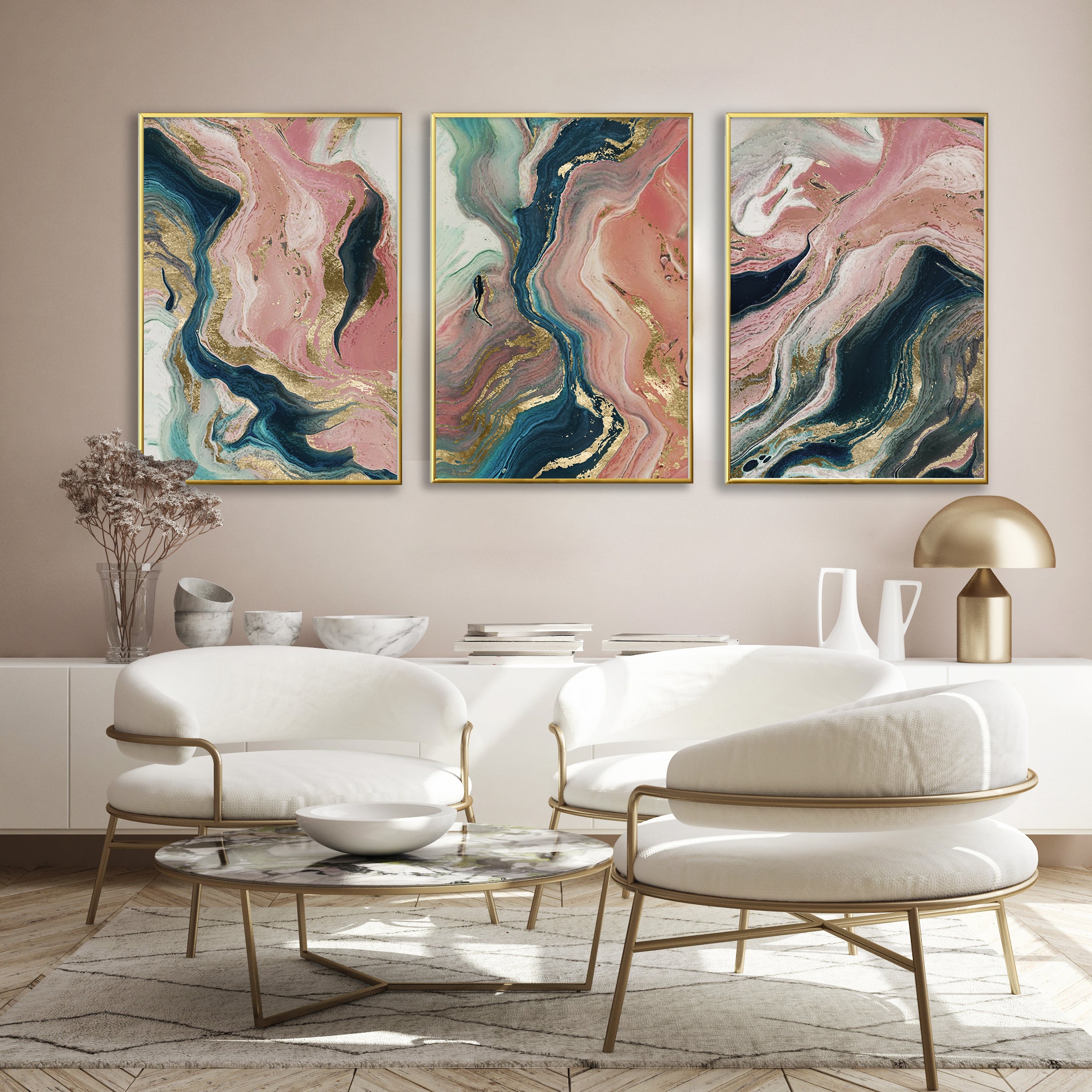 Pink & Gold Swirl Gallery Wall