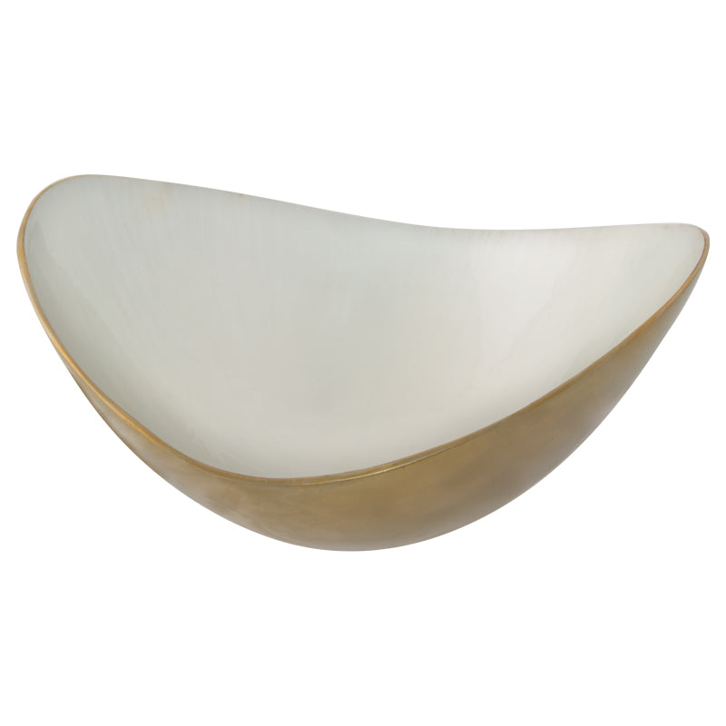 OVAL CURVED BOWL | White and Gold