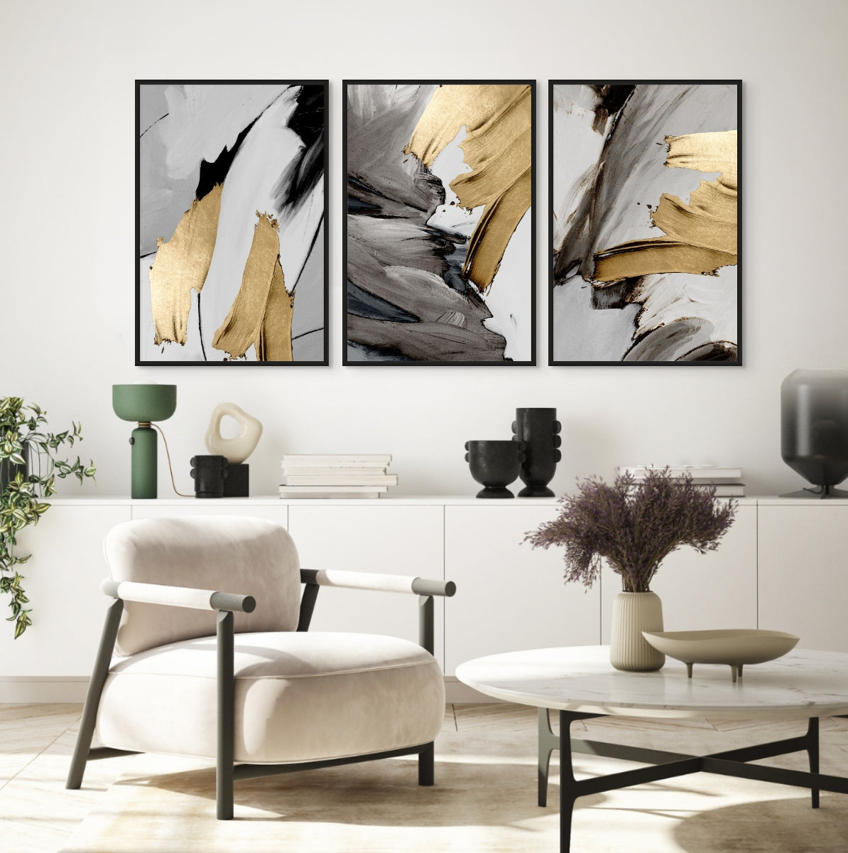 Set of 3 | GOLD & SHADES OF GREY