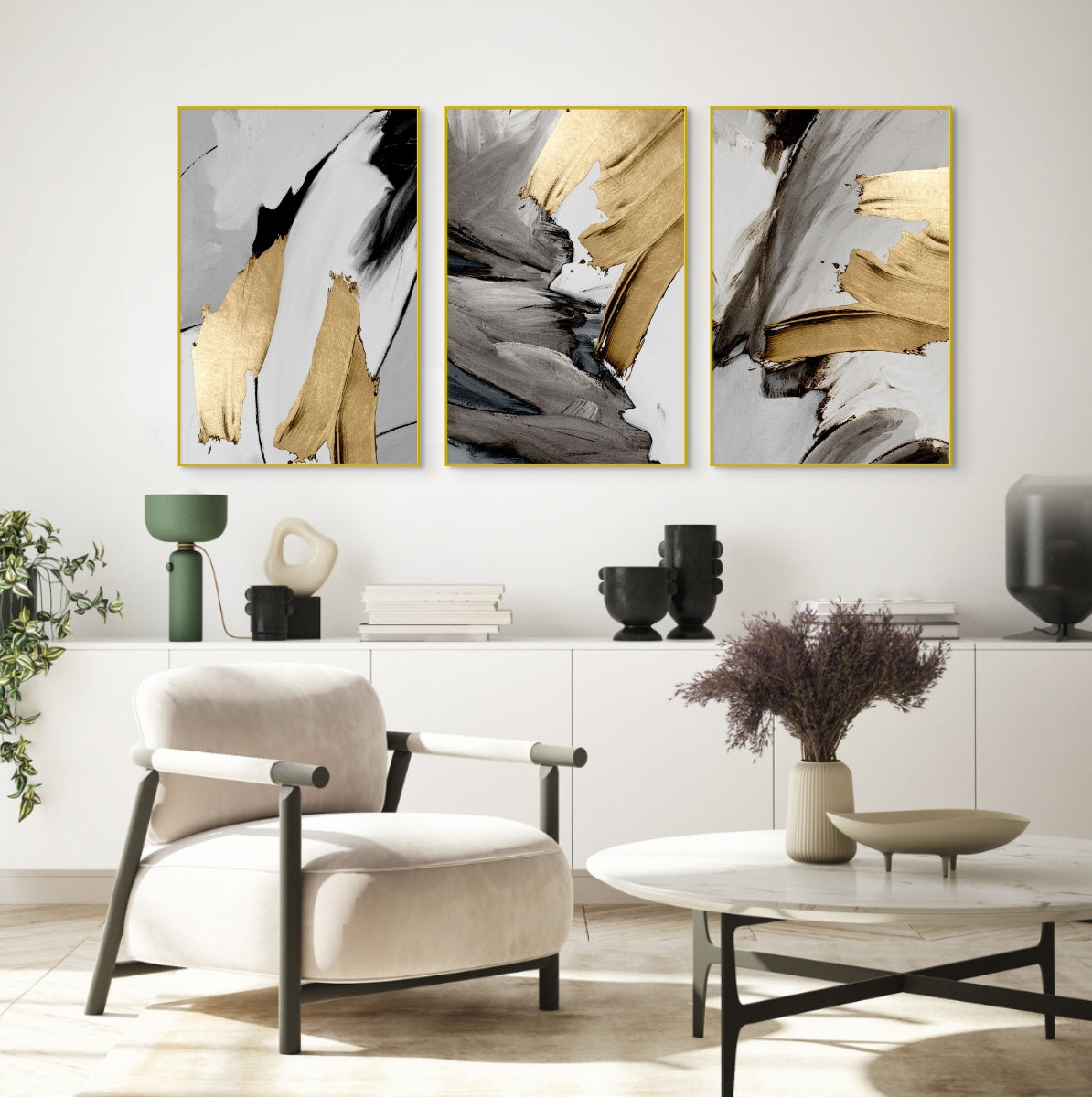 Set of 3 | GOLD & SHADES OF GREY