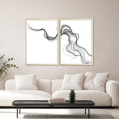 Set of 2 |  BLACK CONTOURS ART