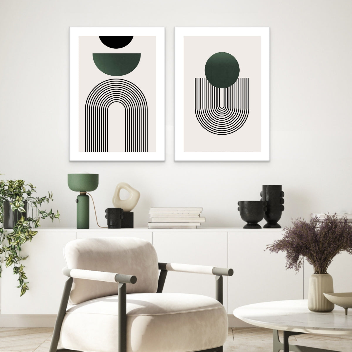 Value Canvas Set of 2 | GREEN GEOMETRIC