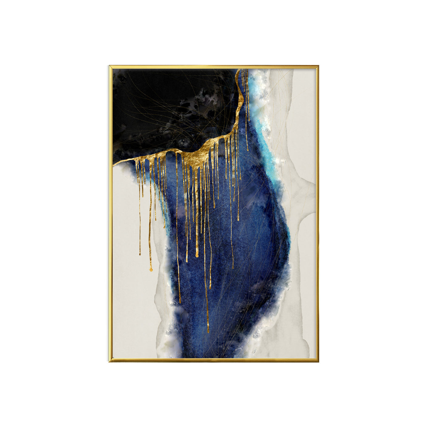 WALL ART | BLUE & GOLD DRIP Part C